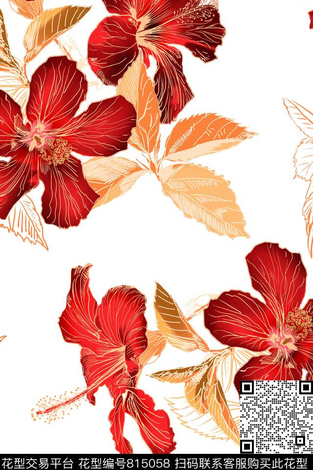 花朵花卉花瓣传统印花华亿平台下载（图片编号: 815058） - 瓦栏（Walan）