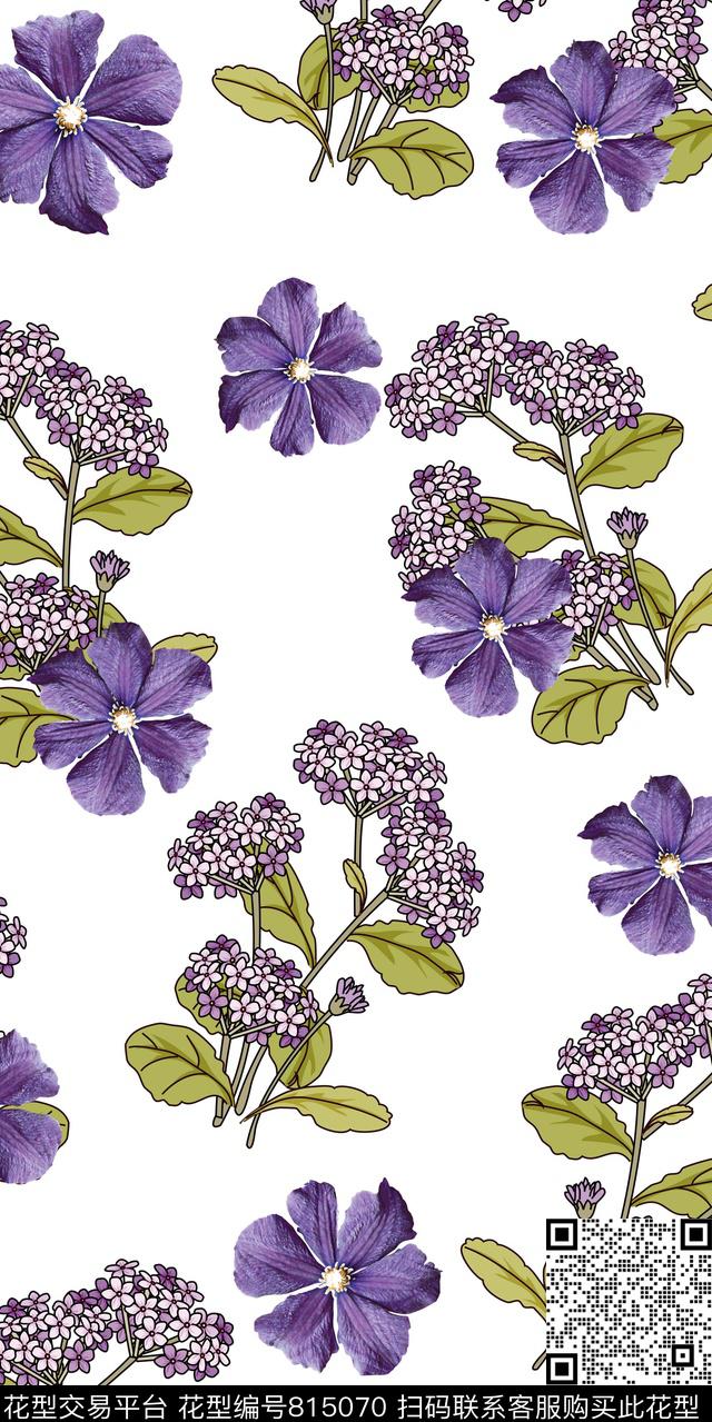 牵牛花罂粟花兰花数码印花华亿平台下载（图片编号: 815070） - 瓦栏（Walan）