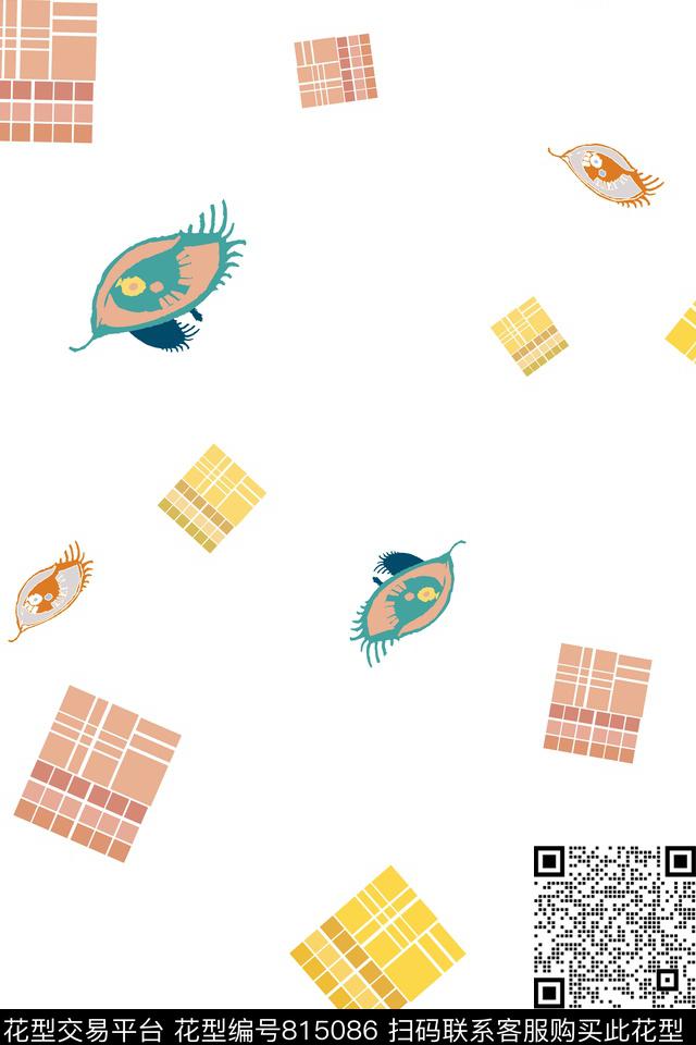 格子眼晴趣味传统印花华亿平台下载（图片编号: 815086） - 瓦栏（Walan）