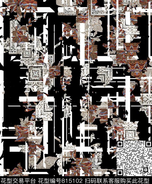 剪纸地毯图腾数码印花华亿平台下载（图片编号: 815102） - 瓦栏（Walan）