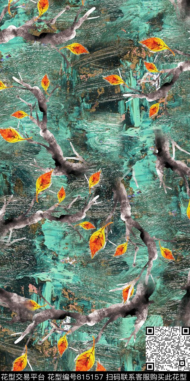 纹理树枝肌理数码印花华亿平台下载（图片编号: 815157） - 瓦栏（Walan）