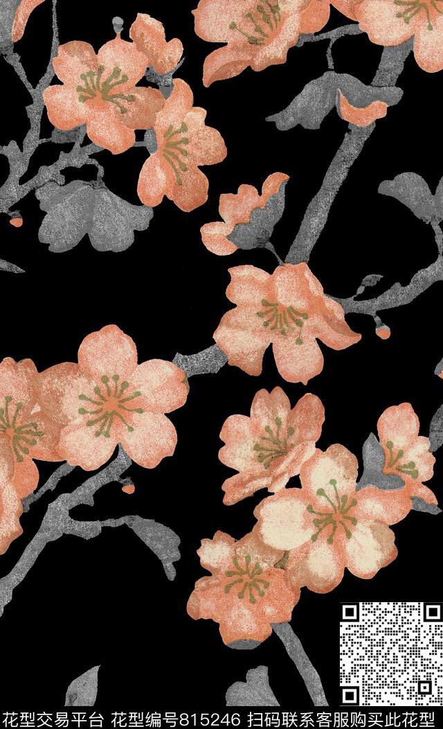 大花小碎花花朵传统印花华亿平台下载（图片编号: 815246） - 瓦栏（Walan）