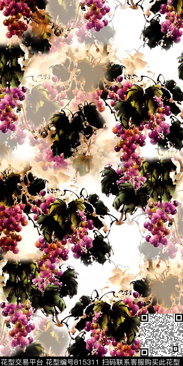 手绘水墨水彩数码印花华亿平台下载（图片编号: 815311） - 瓦栏（Walan）