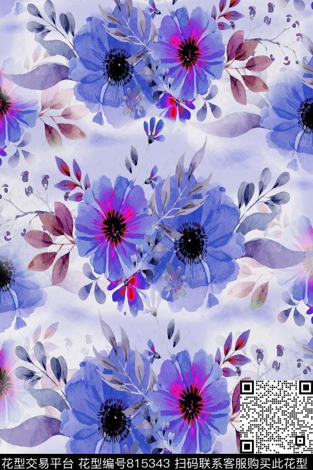 花朵大花菊花数码印花华亿平台下载（图片编号: 815343） - 瓦栏（Walan）