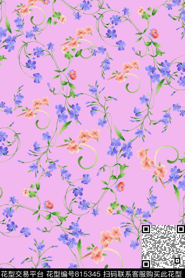 花朵兰花小碎花数码印花华亿平台下载（图片编号: 815345） - 瓦栏（Walan）