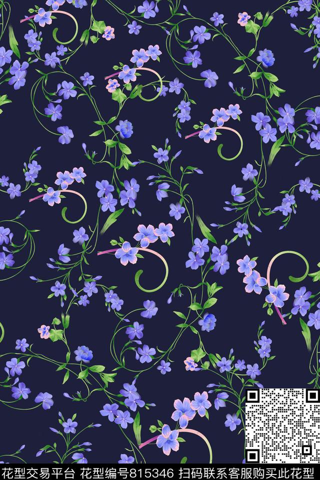 花朵兰花小碎花数码印花华亿平台下载（图片编号: 815346） - 瓦栏（Walan）