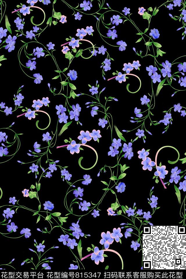 花朵兰花小碎花数码印花华亿平台下载（图片编号: 815347） - 瓦栏（Walan）