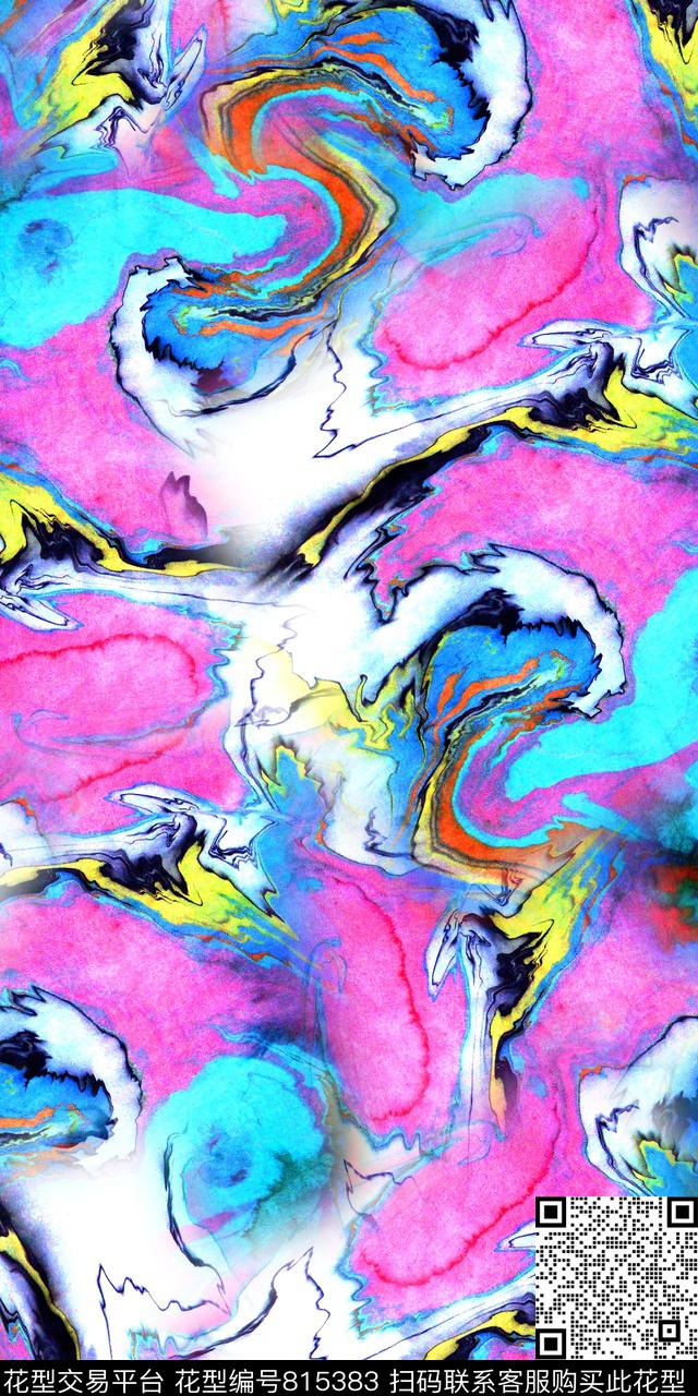 手绘抽象纹路数码印花华亿平台下载（图片编号: 815383） - 瓦栏（Walan）