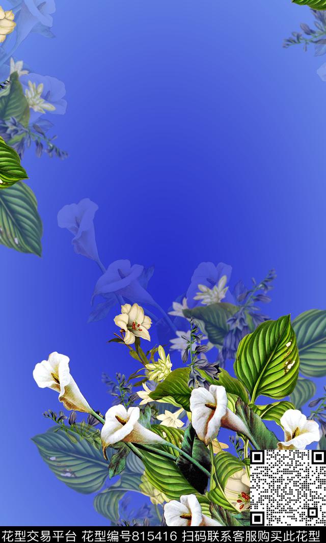 百合女装定位花数码印花华亿平台下载（图片编号: 815416） - 瓦栏（Walan）