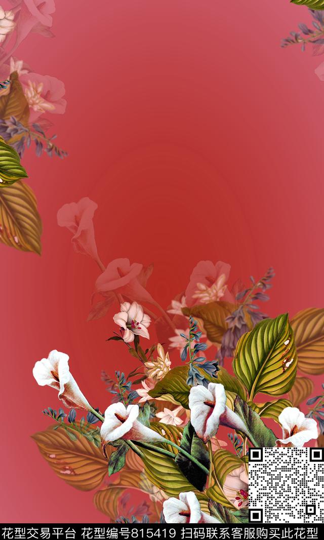 百合女装定位花数码印花华亿平台下载（图片编号: 815419） - 瓦栏（Walan）