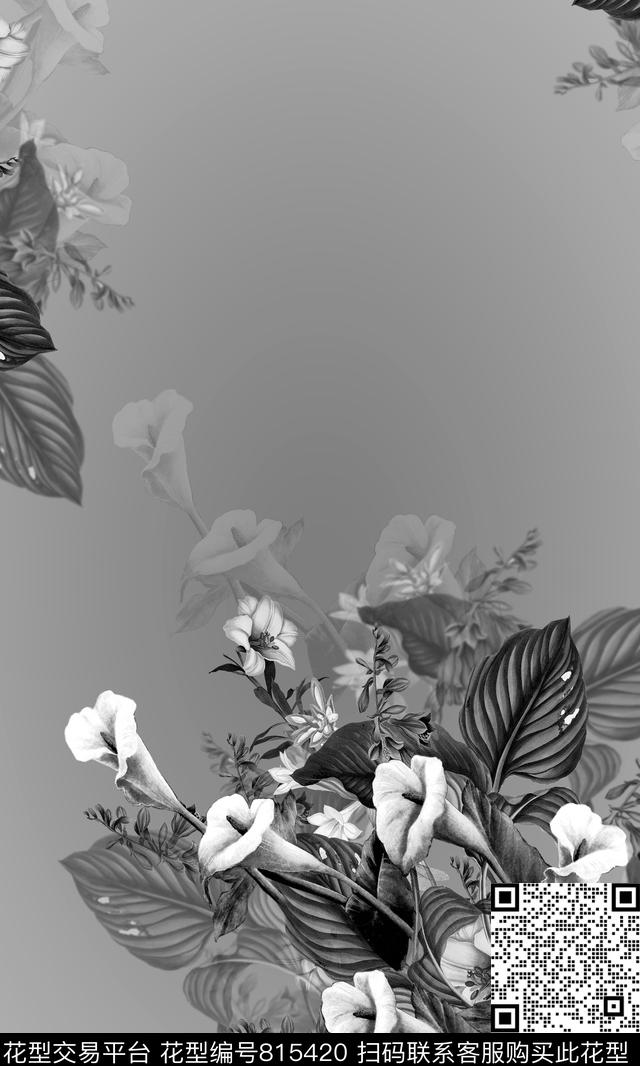 百合女装定位花数码印花华亿平台下载（图片编号: 815420） - 瓦栏（Walan）