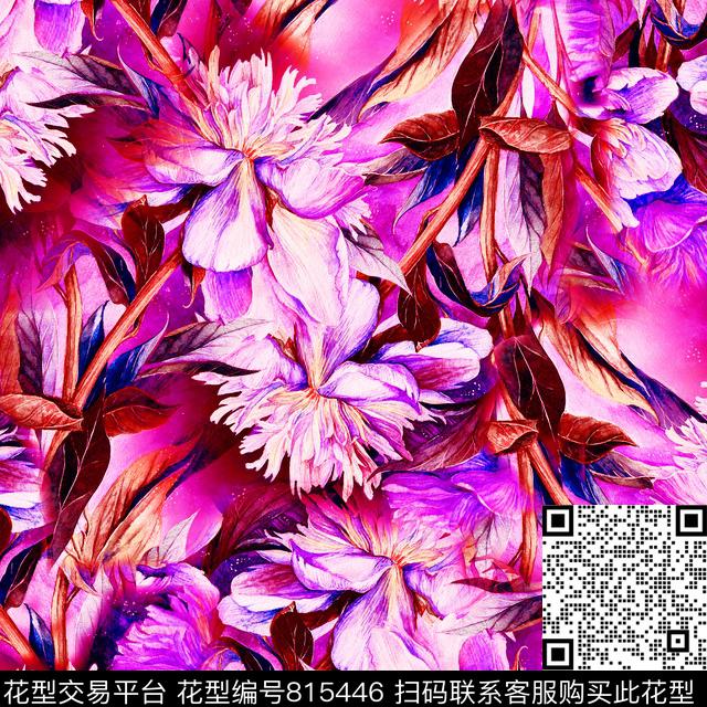 花卉工笔花卉彩色花卉数码印花华亿平台下载（图片编号: 815446） - 瓦栏（Walan）