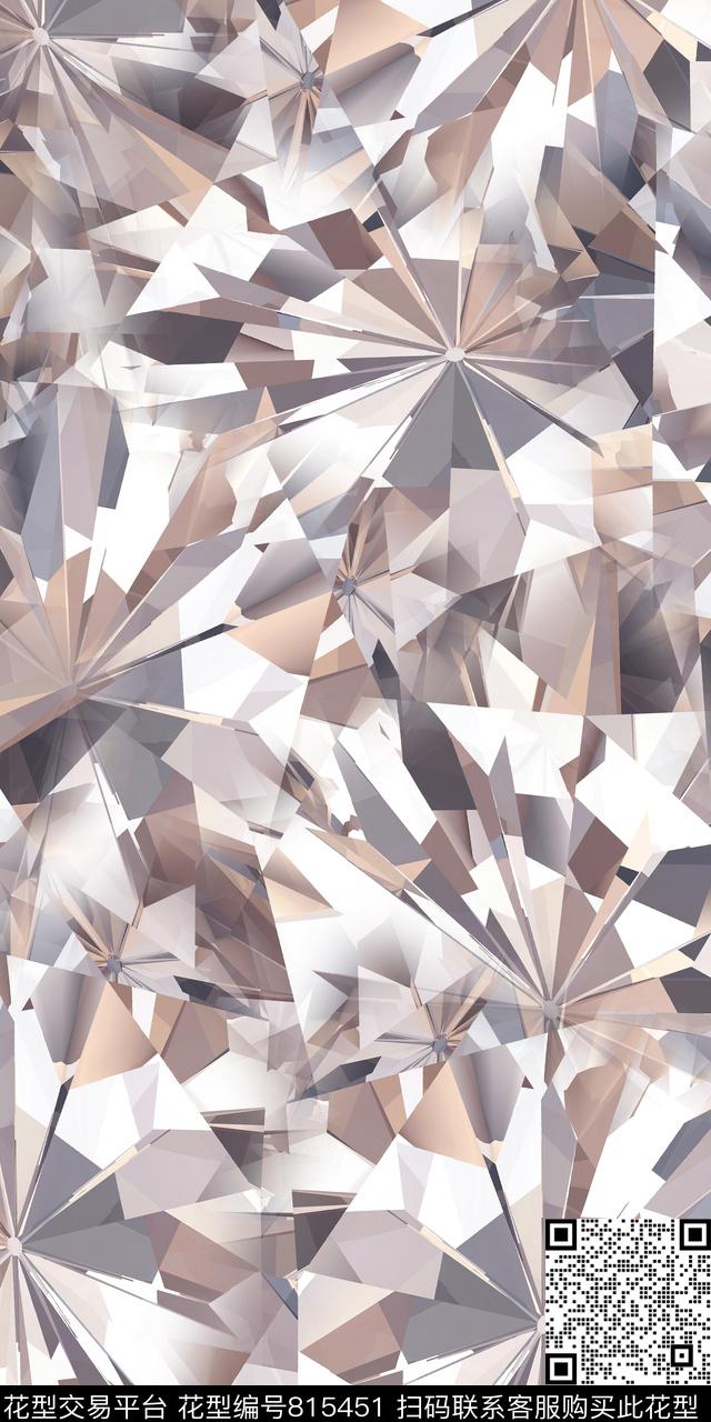 不规则几何满版花色块数码印花华亿平台下载（图片编号: 815451） - 瓦栏（Walan）