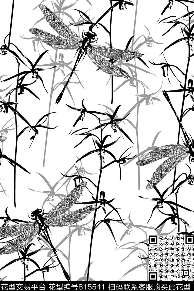 树叶蜻蜓男装衬衫华亿平台传统印花华亿平台下载（图片编号: 815541） - 瓦栏（Walan）