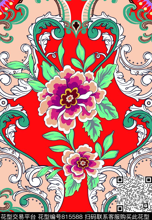 民族风小碎花花卉数码印花华亿平台下载（图片编号: 815588） - 瓦栏（Walan）