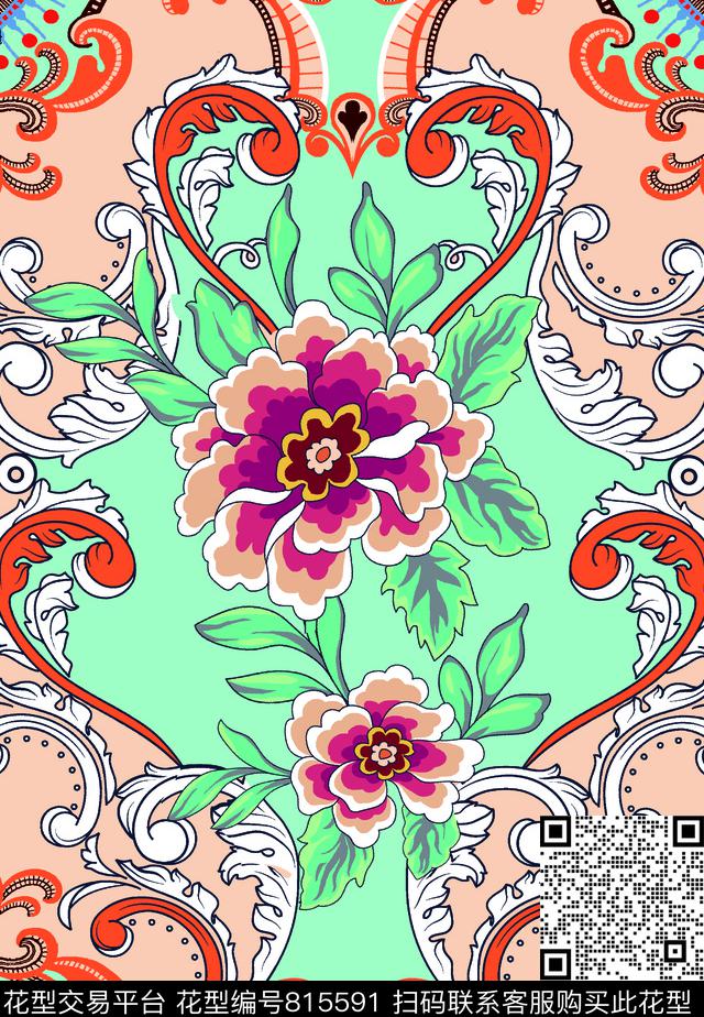 民族风小碎花花卉数码印花华亿平台下载（图片编号: 815591） - 瓦栏（Walan）