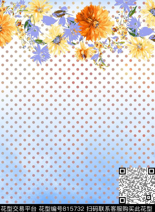 莲花小碎花大花数码印花华亿平台下载（图片编号: 815732） - 瓦栏（Walan）