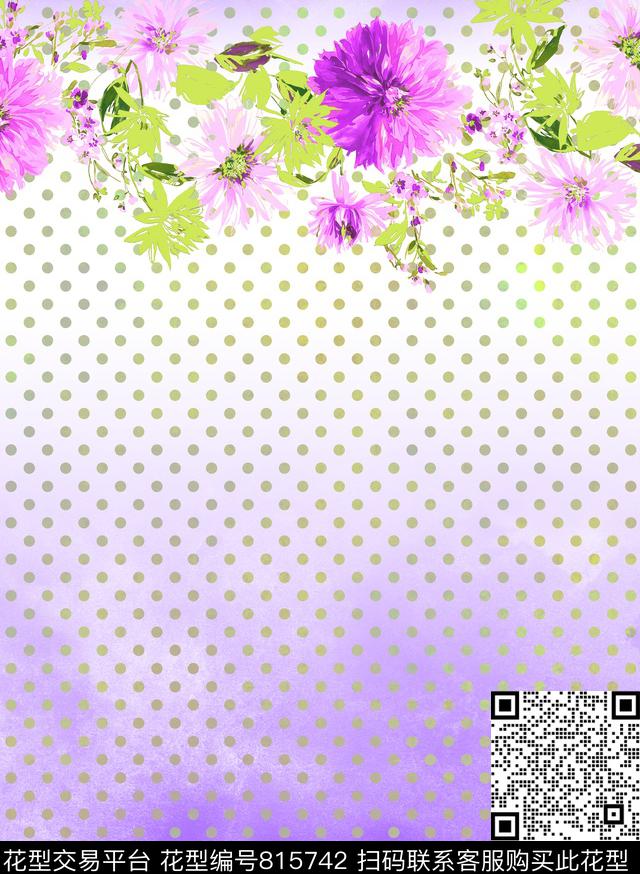 莲花小碎花大花数码印花华亿平台下载（图片编号: 815742） - 瓦栏（Walan）