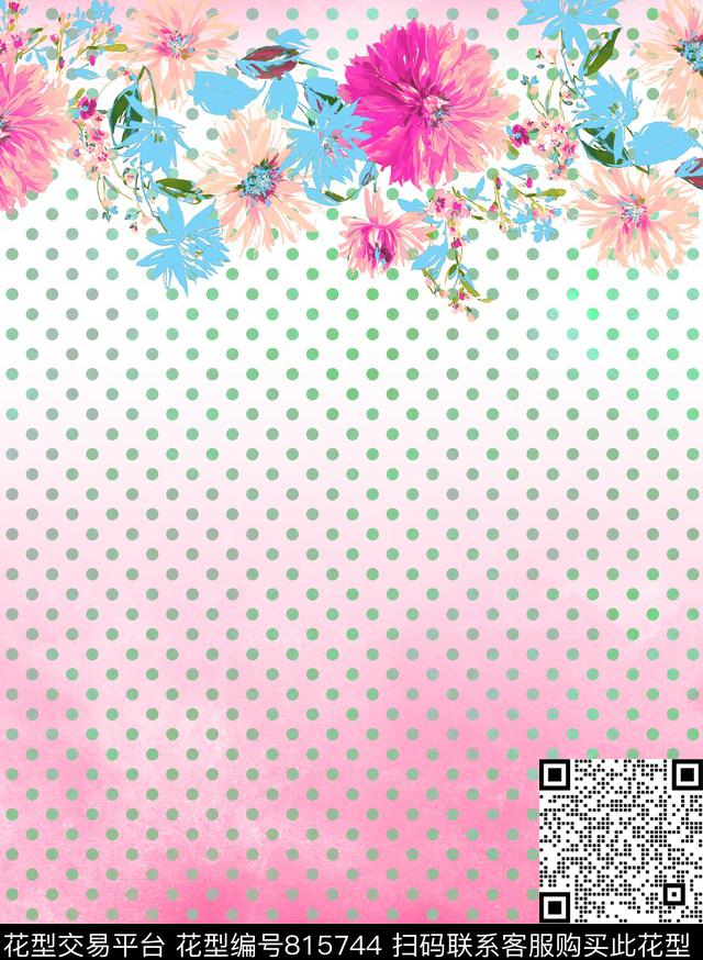 莲花小碎花大花数码印花华亿平台下载（图片编号: 815744） - 瓦栏（Walan）