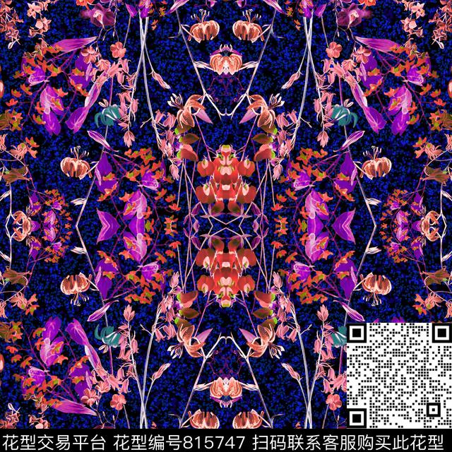 花卉花朵鏡射数码印花华亿平台下载（图片编号: 815747） - 瓦栏（Walan）