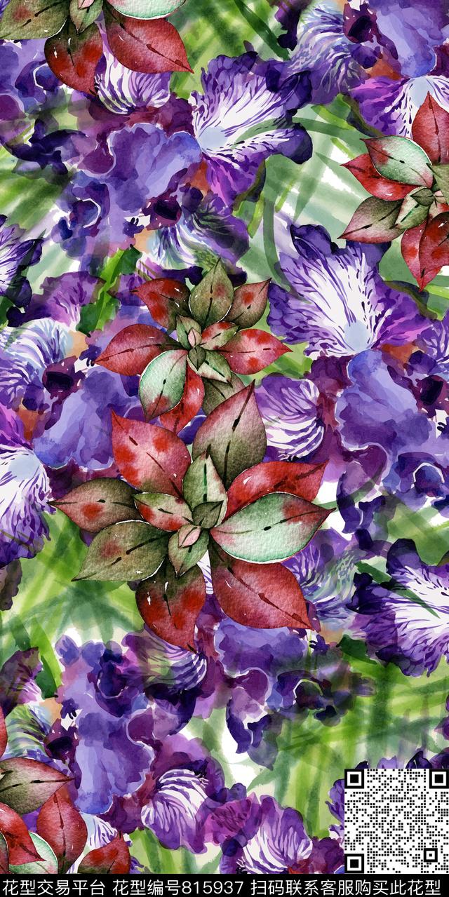 数码花花朵花卉数码印花华亿平台下载（图片编号: 815937） - 瓦栏（Walan）