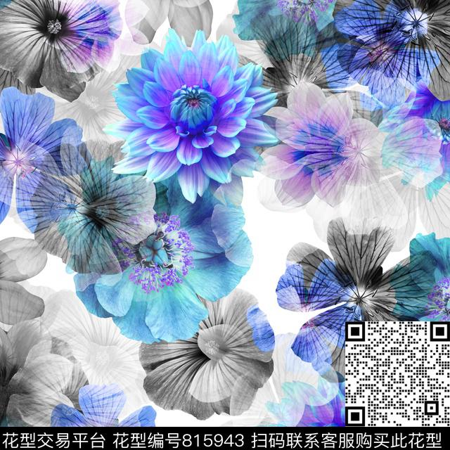 乱花植物炫彩数码印花华亿平台下载（图片编号: 815943） - 瓦栏（Walan）