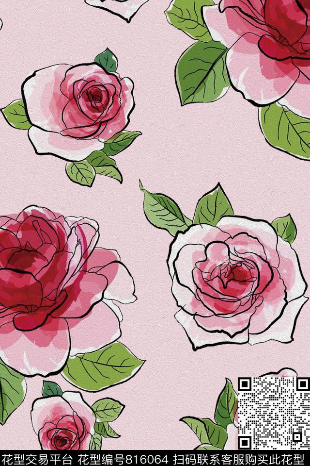 花朵花瓣花卉数码印花华亿平台下载（图片编号: 816064） - 瓦栏（Walan）