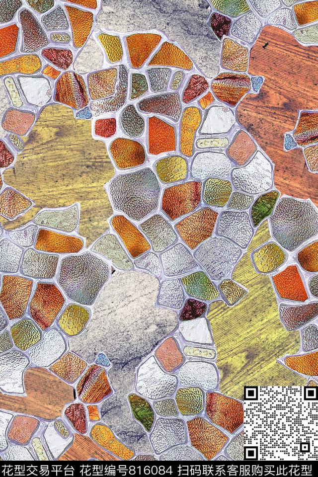 抽象几何肌理数码印花华亿平台下载（图片编号: 816084） - 瓦栏（Walan）