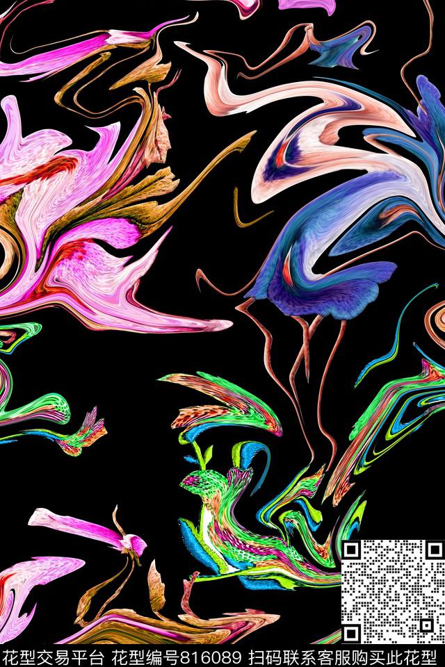 纹理油墨笔触数码印花华亿平台下载（图片编号: 816089） - 瓦栏（Walan）