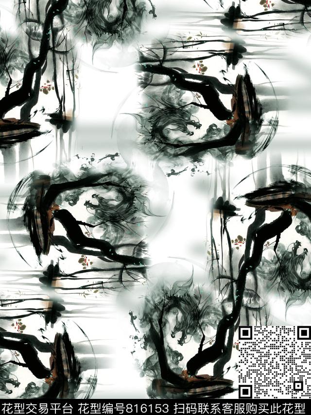 时尚中国风数码数码印花华亿平台下载（图片编号: 816153） - 瓦栏（Walan）