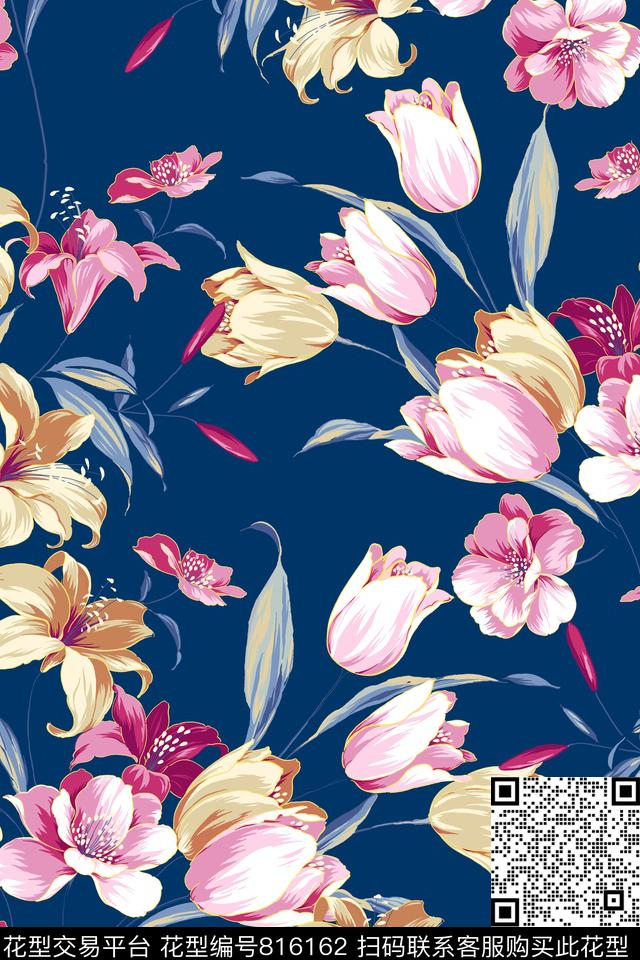 花朵花瓣花卉传统印花华亿平台下载（图片编号: 816162） - 瓦栏（Walan）