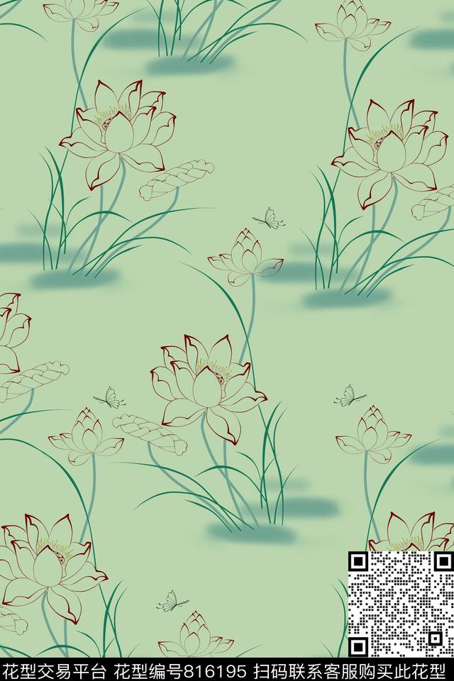 花朵男装花卉数码印花华亿平台下载（图片编号: 816195） - 瓦栏（Walan）