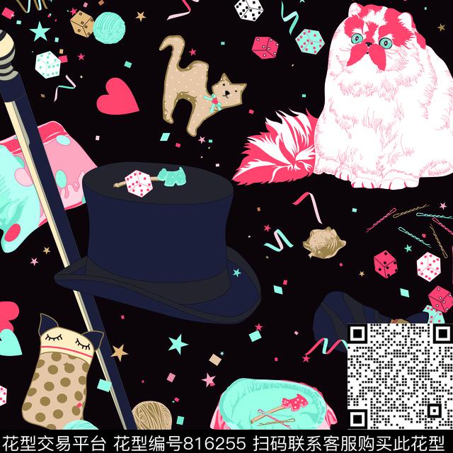 趣味波斯猫手工针线数码印花华亿平台下载（图片编号: 816255） - 瓦栏（Walan）