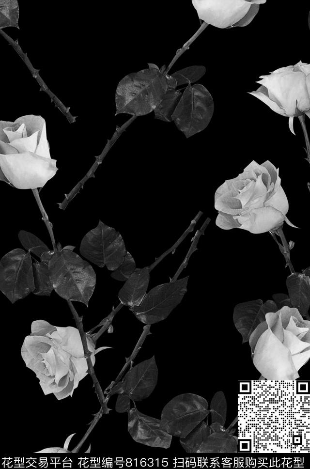 小碎花玫瑰花朵数码印花华亿平台下载（图片编号: 816315） - 瓦栏（Walan）