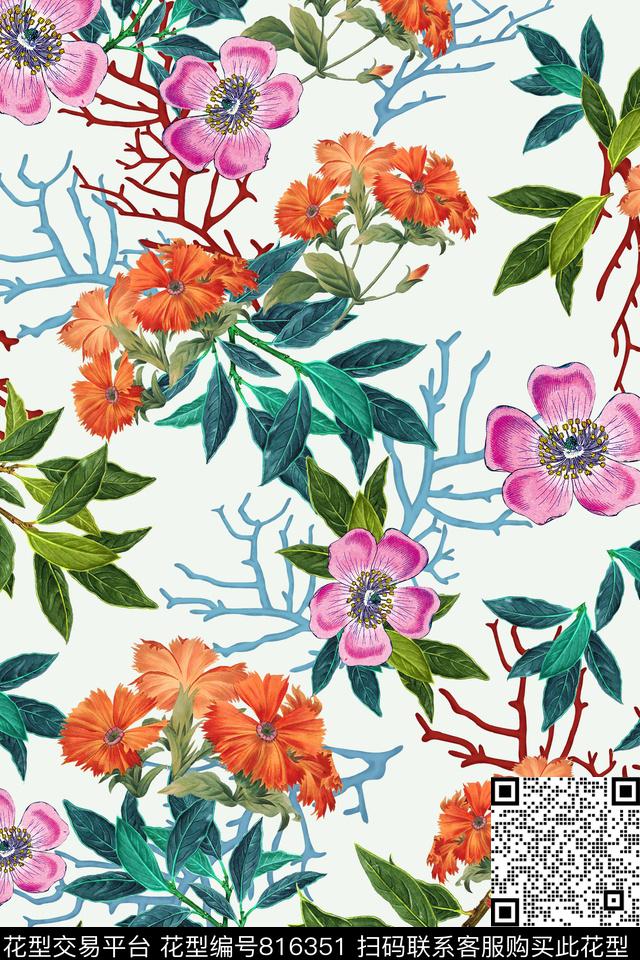 女装花卉纯色底数码印花华亿平台下载（图片编号: 816351） - 瓦栏（Walan）