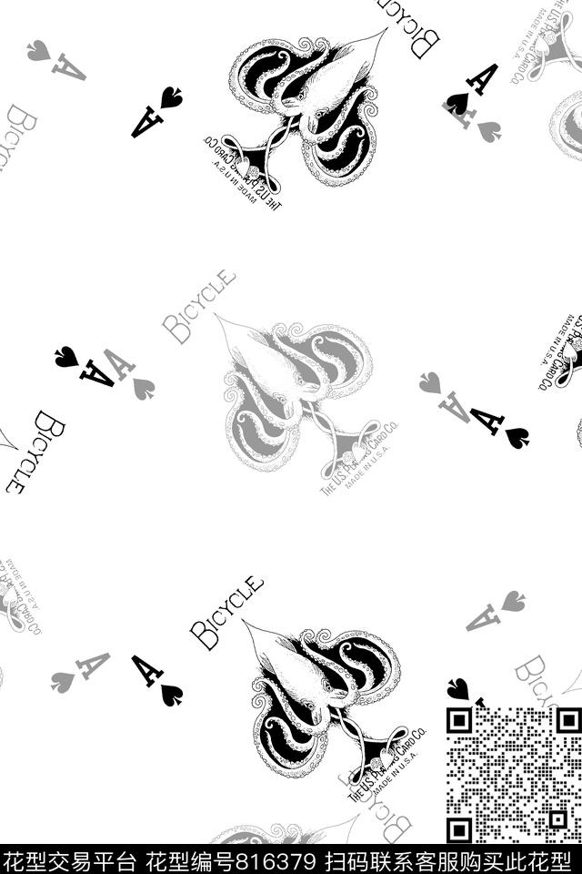 复古桃心扑克牌男装T恤华亿平台传统印花华亿平台下载（图片编号: 816379） - 瓦栏（Walan）