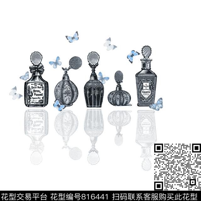 香水瓶爆款蝴蝶数码印花华亿平台下载（图片编号: 816441） - 瓦栏（Walan）