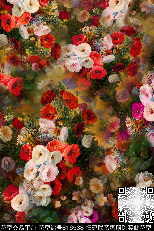 女装中老年华亿平台旗袍花数码印花华亿平台下载（图片编号: 816538） - 瓦栏（Walan）