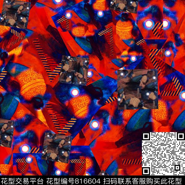 色块抽象底纹数码印花华亿平台下载（图片编号: 816604） - 瓦栏（Walan）