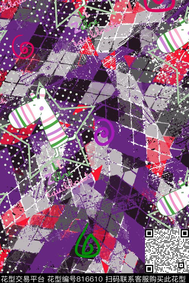 方格圆圈几何传统印花华亿平台下载（图片编号: 816610） - 瓦栏（Walan）