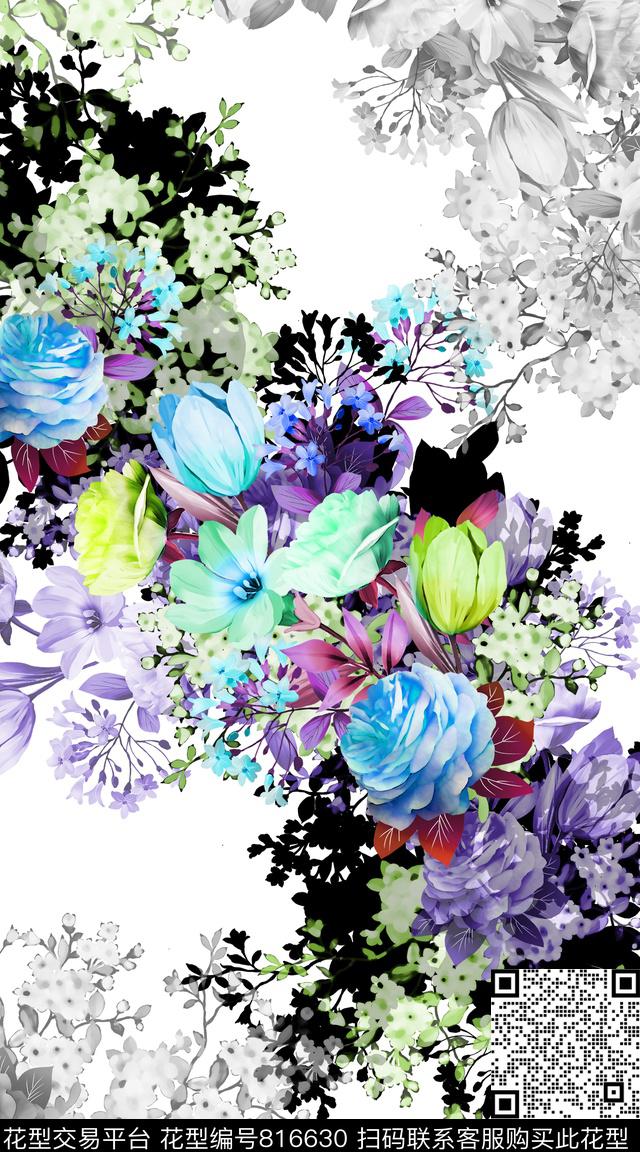 花卉雏菊向日葵数码印花华亿平台下载（图片编号: 816630） - 瓦栏（Walan）