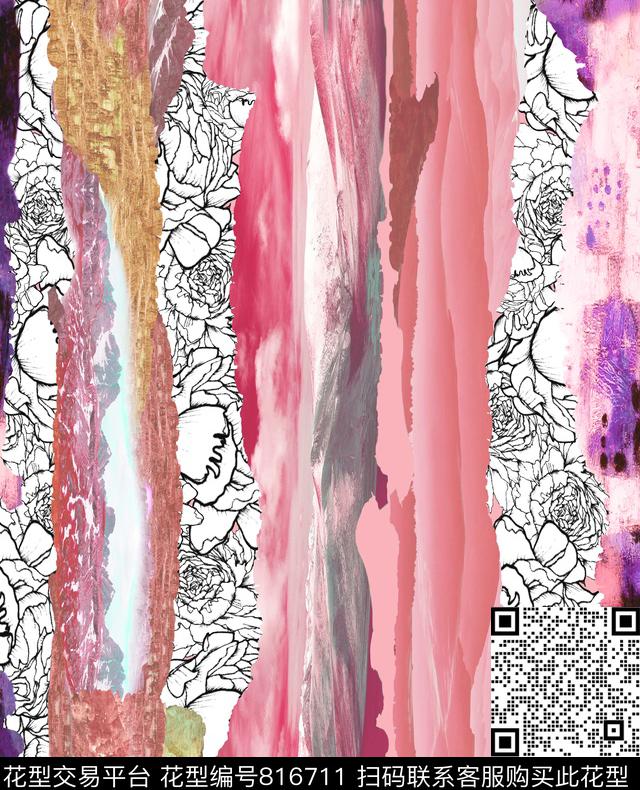 花朵花卉乱花数码印花华亿平台下载（图片编号: 816711） - 瓦栏（Walan）