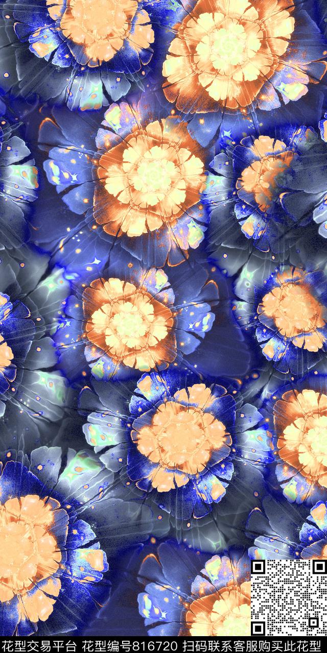 花朵花卉风型花数码印花华亿平台下载（图片编号: 816720） - 瓦栏（Walan）