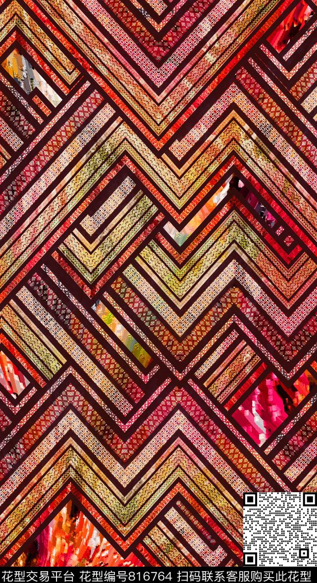 印第安图腾土耳其风格数码印花华亿平台下载（图片编号: 816764） - 瓦栏（Walan）