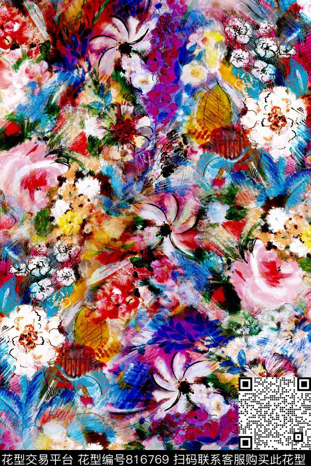 花瓣花朵花卉数码印花华亿平台下载（图片编号: 816769） - 瓦栏（Walan）