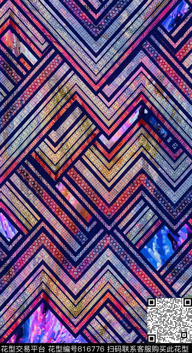 印第安图腾土耳其风格数码印花华亿平台下载（图片编号: 816776） - 瓦栏（Walan）