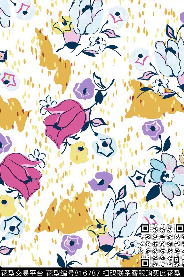 花瓣花朵花卉传统印花华亿平台下载（图片编号: 816787） - 瓦栏（Walan）