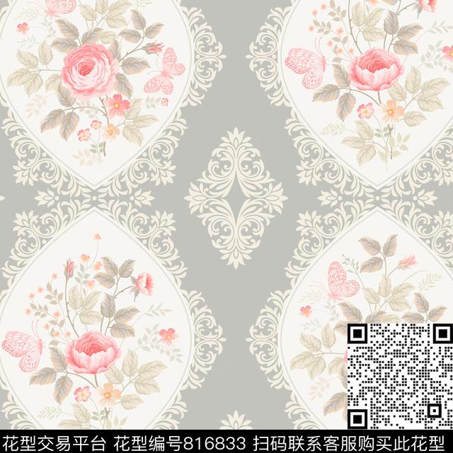 花朵花卉玫瑰数码印花华亿平台下载（图片编号: 816833） - 瓦栏（Walan）