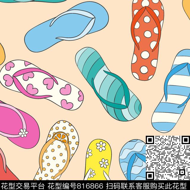 热带鞋子拖鞋传统印花华亿平台下载（图片编号: 816866） - 瓦栏（Walan）
