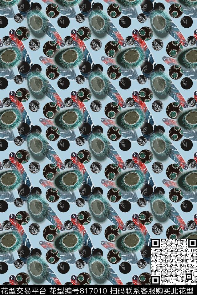 羽毛飘飘羽毛组合抽象鸟蛋数码印花华亿平台下载（图片编号: 817010） - 瓦栏（Walan）